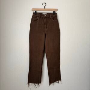 Abercrombie & Fitch Women's Brown 90's Straight Ultra-High Rise Raw Hem Jean 26R